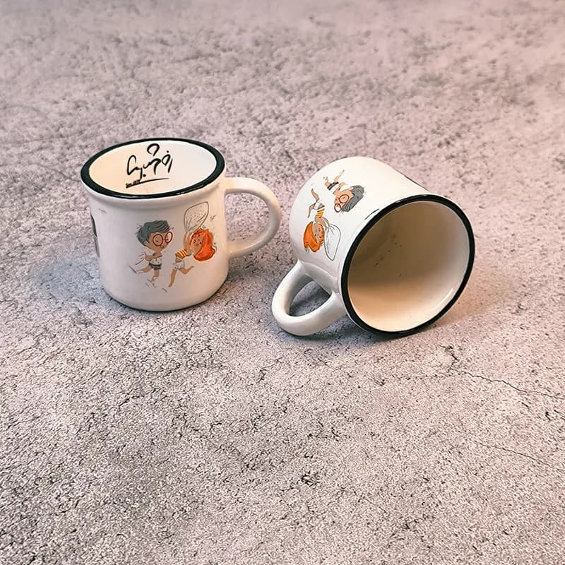 ست 2 عددی ماگ گولاش سایز 3 با طرح فانتزی رنگی