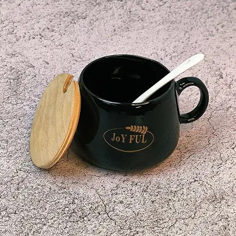 ماگ درب چوبی قاشق دار طرح Joy Ful — تصویر ۵