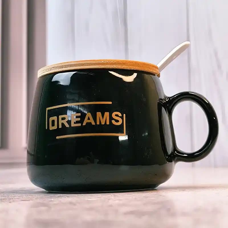 ماگ درب چوبی قاشق دار طرح DREAMS