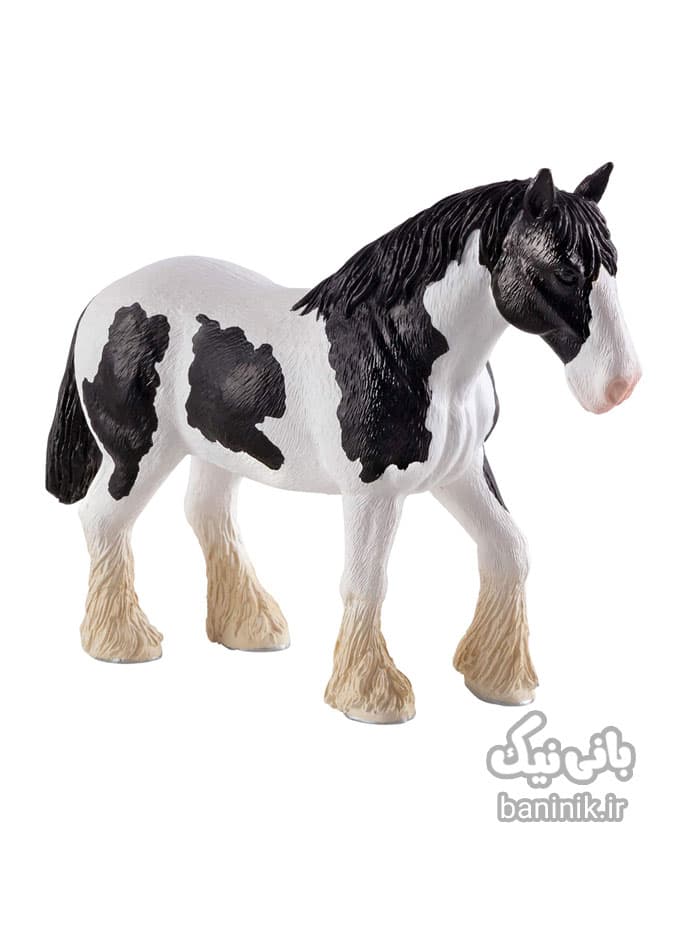 فیگور موجو سری اسب ابلق کلیدسیل Mojo Clydesdale Horse Black and White Horse Figure