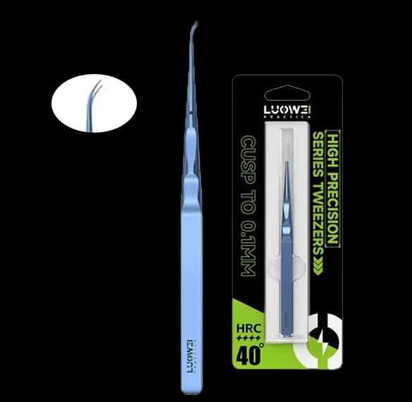 پنس سر صاف تیتانیومی آبی LUOWEI HRC 0.1MM
