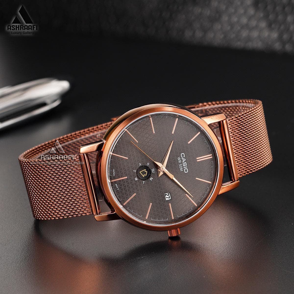 ساعت کاسیو بند حصیری Casio MTP-B125MR-8A — تصویر ۳