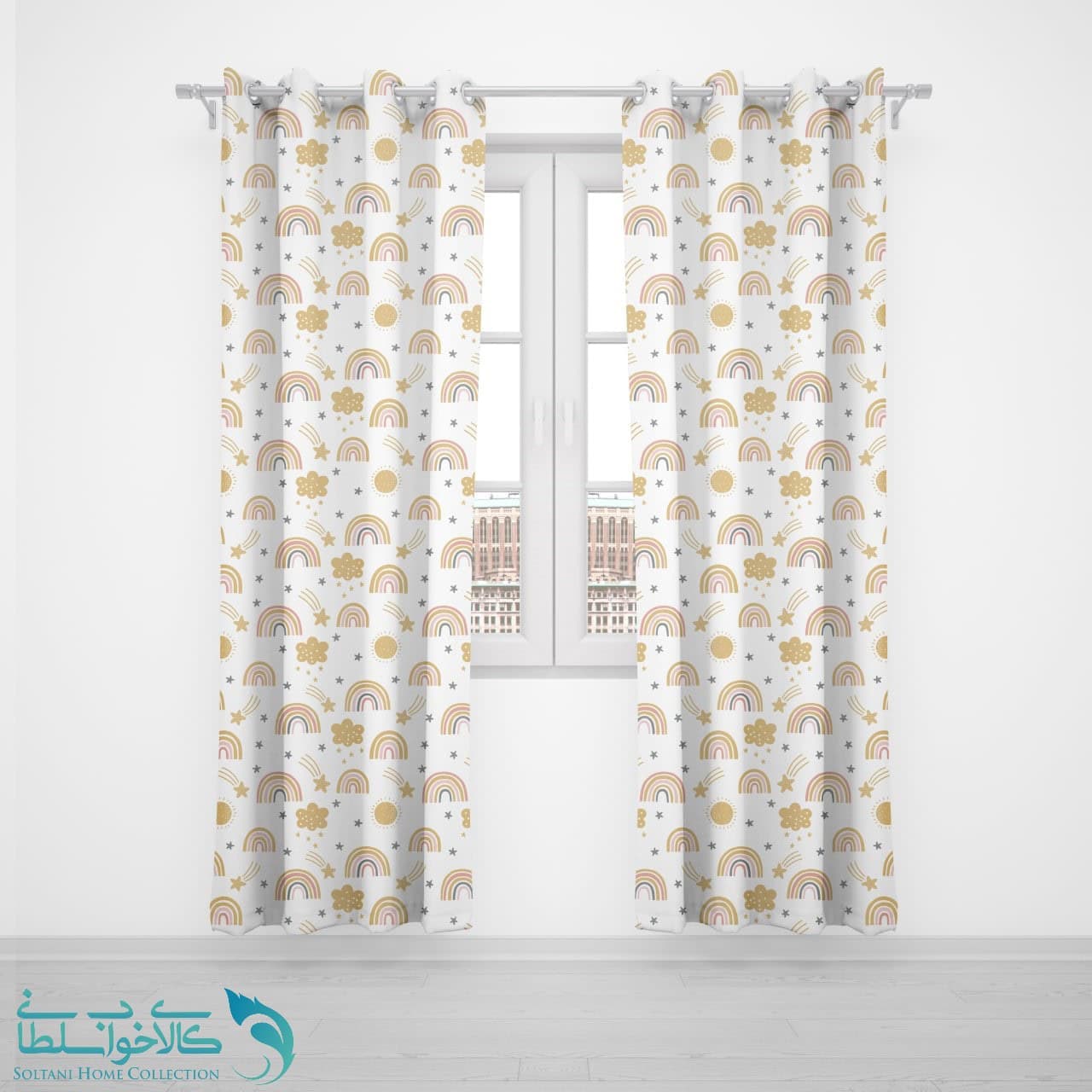 پرده پانچی اتاق کودک رنگین کمان کد A2394