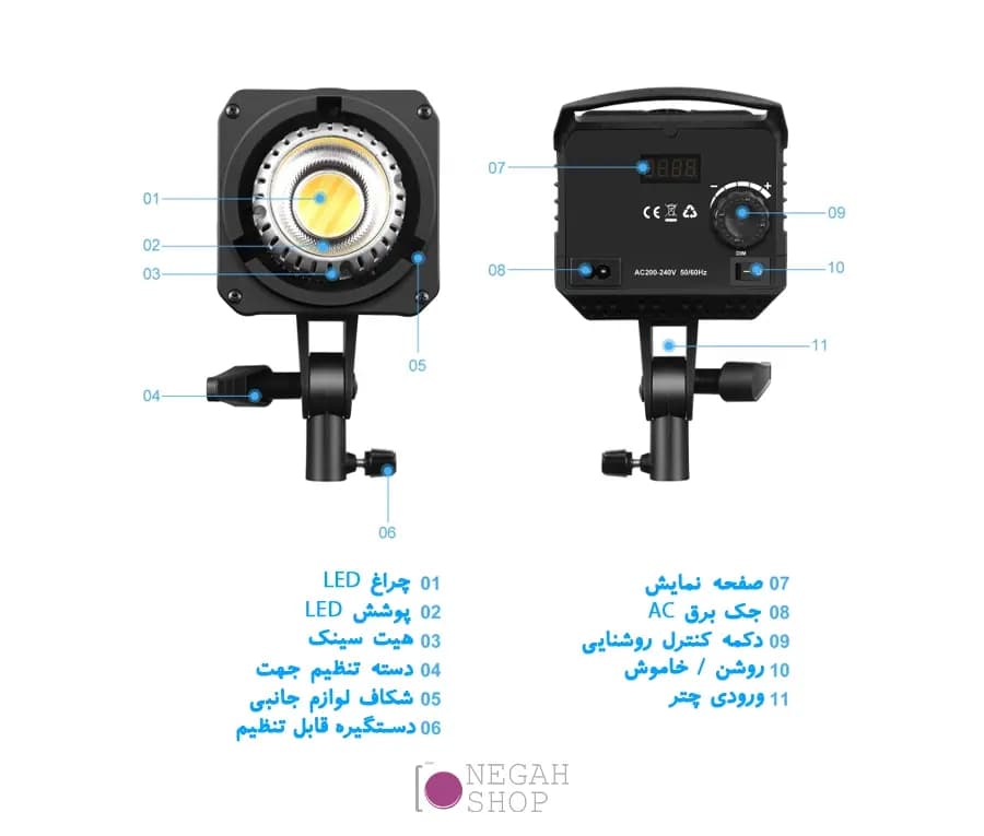 نور ثابت COB اوو Ovoo BKL-400Bi ۴۰۰ وات — تصویر ۷