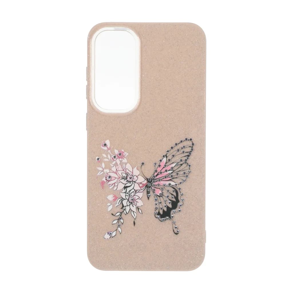قاب اکلیلی ButterFly نگین دار Samsung Galaxy S23 FE – نسکافه ای — تصویر ۲