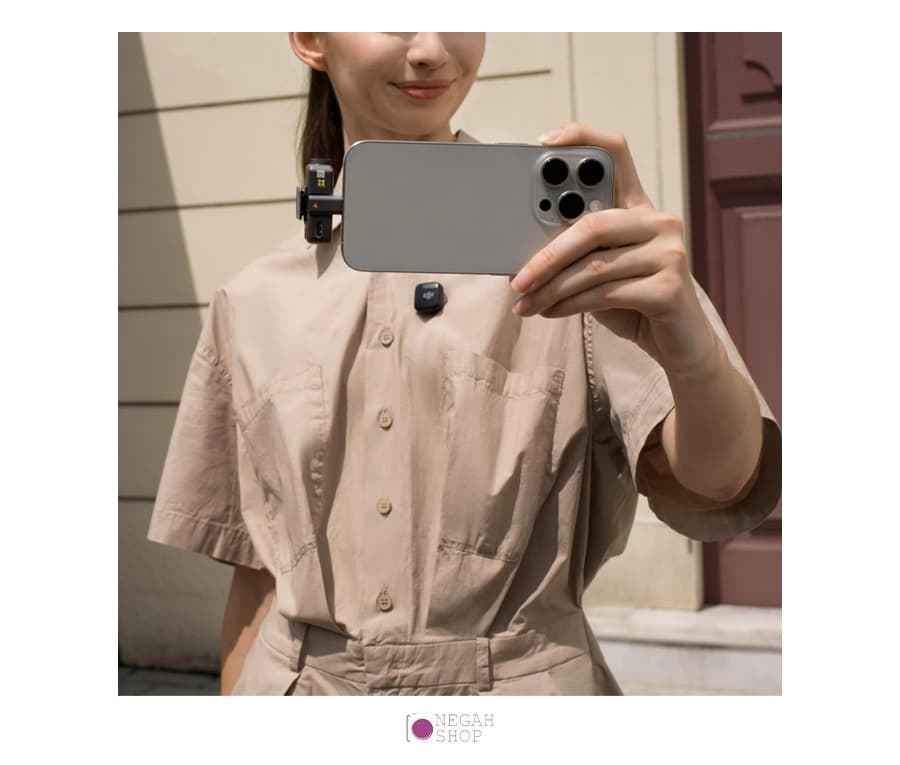 میکروفون بیسیم تککاناله DJI MIC Mini مناسب ضبط صدا با موبایل و دوربین — تصویر ۴