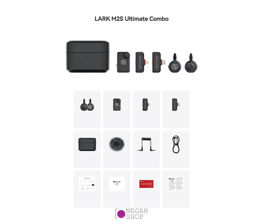 میکروفون بی سیم دو کاناله Hollyland Lark M2S Ultimate Combo به همراه 24 ماه گارانتی ایران هالی لند — تصویر ۴