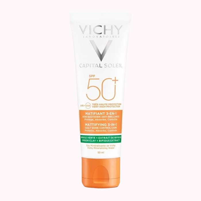 کرم ضد آفتاب بی رنگ کاپیتال سولیل ویشی SPF 50 | ضدلک، جوش و آبرسان