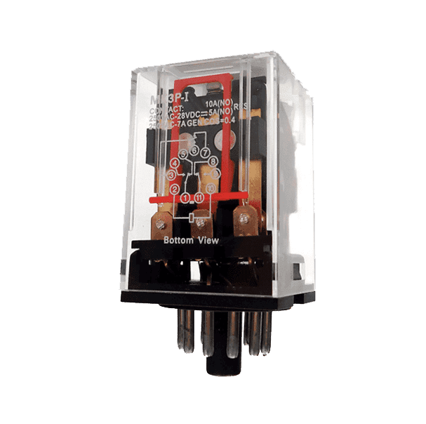 رله شیشه‌ای ۱۱ پایه مدل MK3P-I AC220V بدون سوکت CHINT