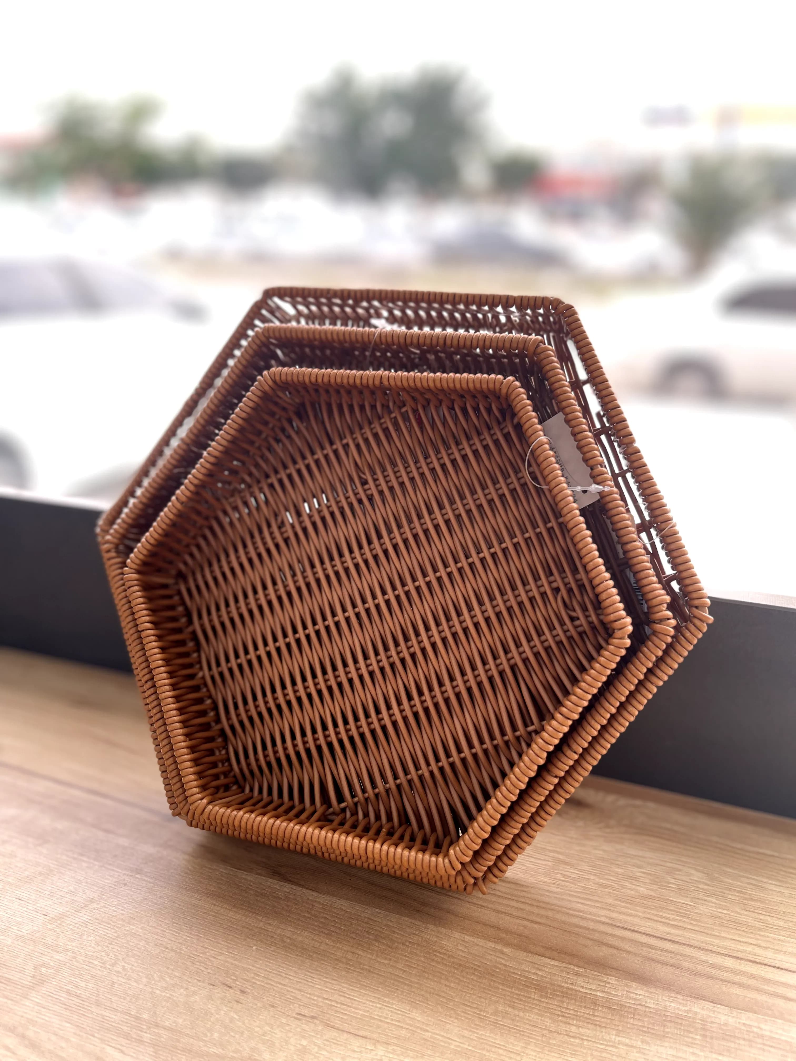 سبد حصیری چندضلعی 0677-24 وارداتی (x) — تصویر ۳