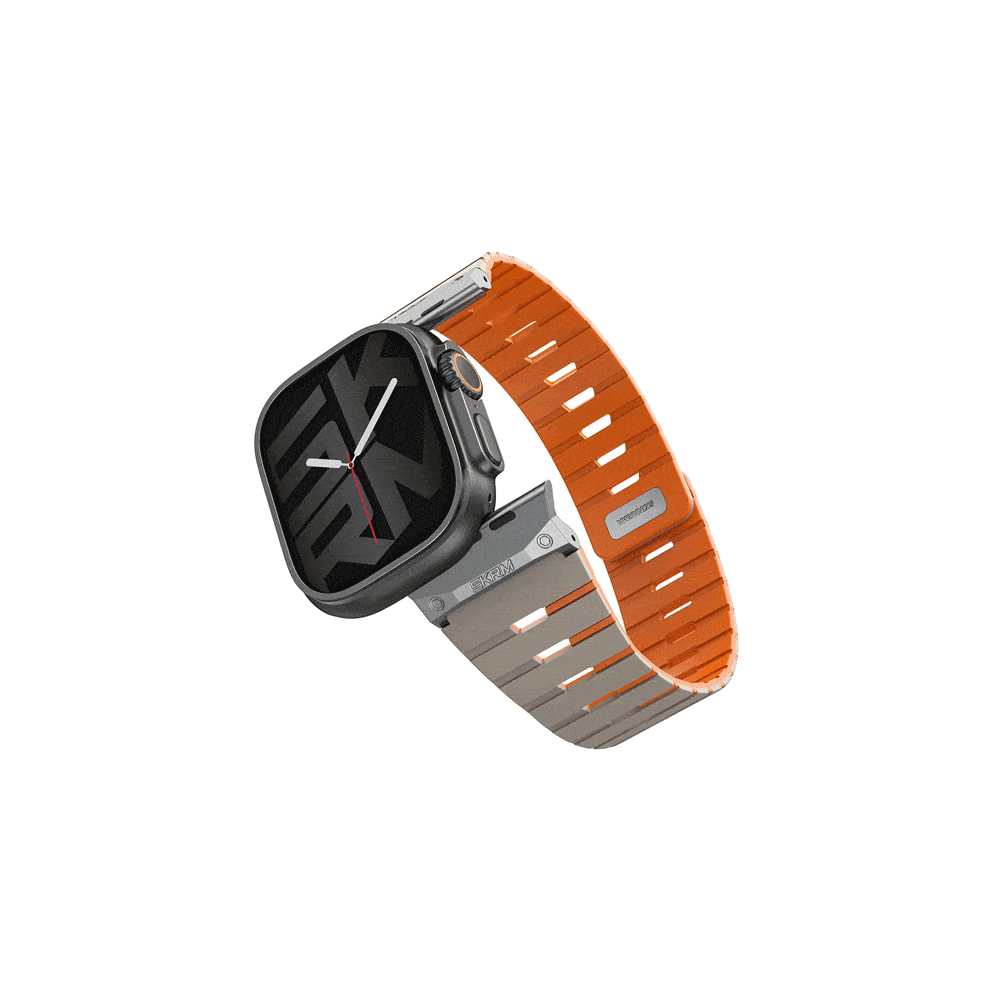 بند اپل واچ برند اسکین آرما مدل بند اپل واچ 44/45/46/49 mm برند اسکین آرما مدل Skinarma Gemini | رنگ طوسی-نارنجی