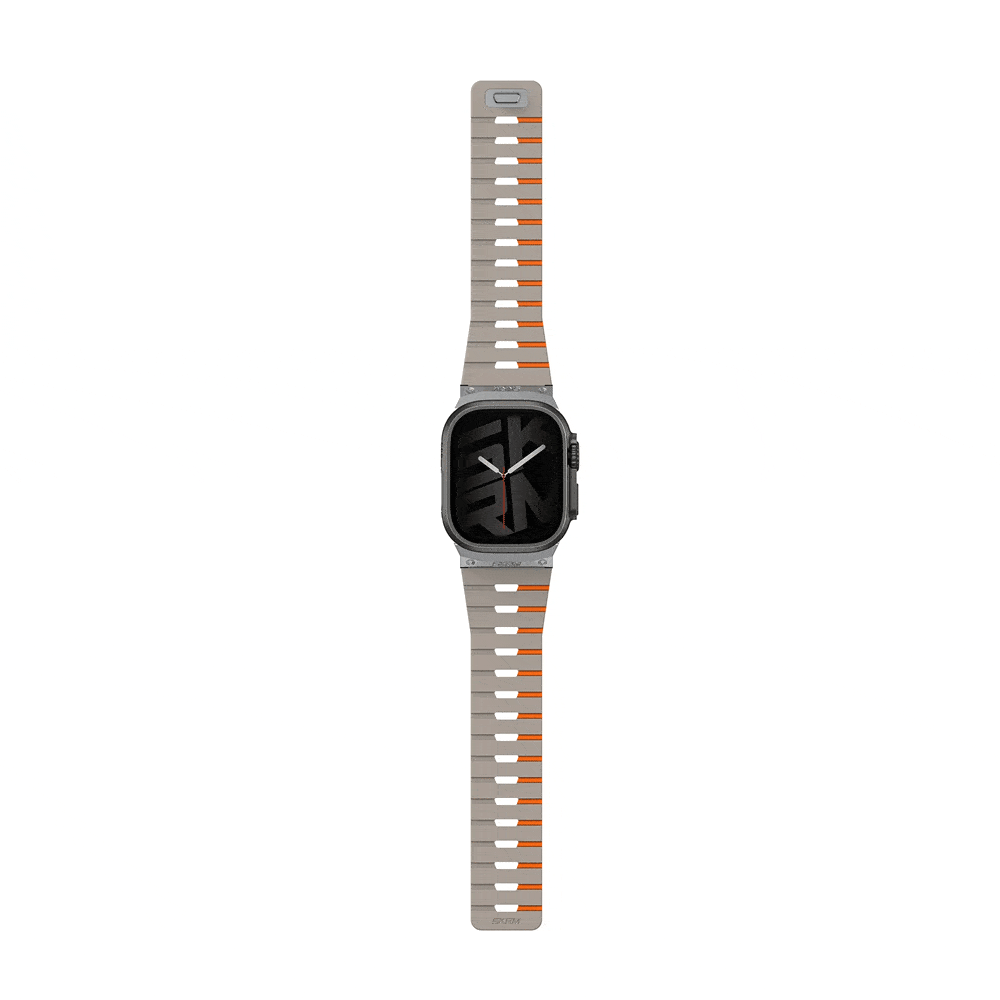 بند اپل واچ برند اسکین آرما مدل بند اپل واچ 44/45/46/49 mm برند اسکین آرما مدل Skinarma Gemini | رنگ طوسی-نارنجی — تصویر ۲