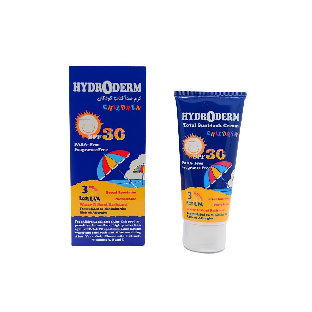 کرم ضد افتاب فیزیکال کودکان هیدرودرم با SPF 30 وزن ۵۰ گرم