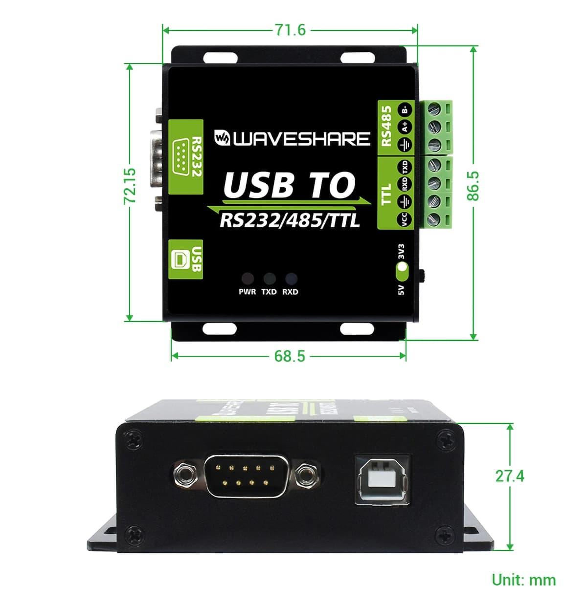 مبدل صنعتی ویوشیر | WAVESHARE مدل USB TO RS232/485/TTL — تصویر ۸