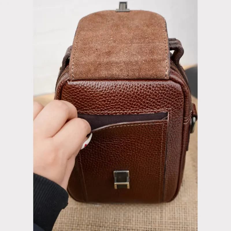 کیف دوشی قفلی کوچک چرم مردانه 1-264 — تصویر ۵