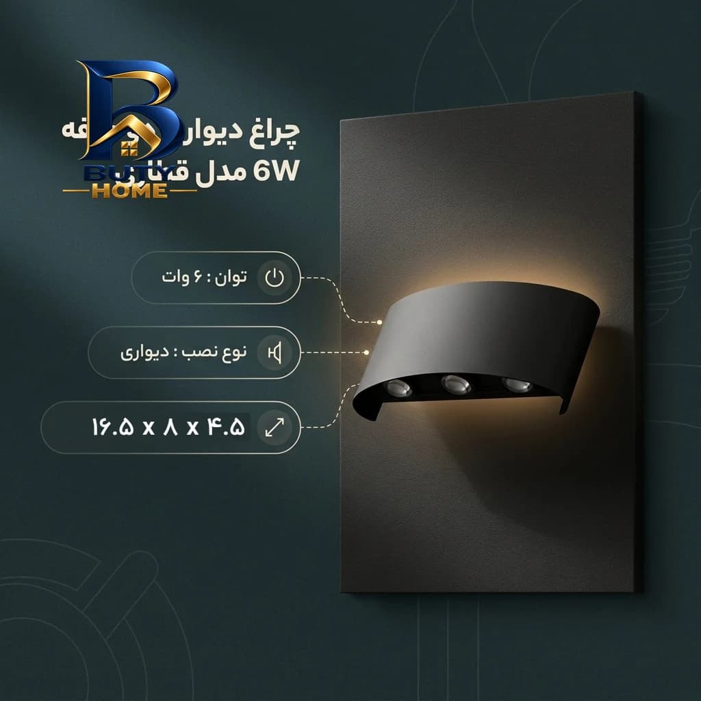 چراغ دیواری مدل قطاری دو طرفه با توان 6W — تصویر ۱۰