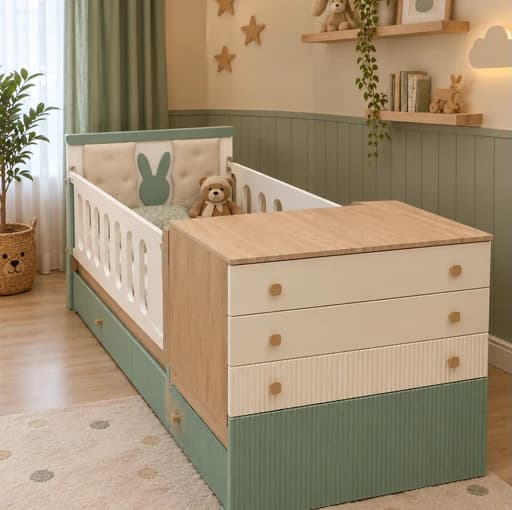 تخت نوزاد نوجوان دو رنگ مبلمان فرنا مدل 1140914