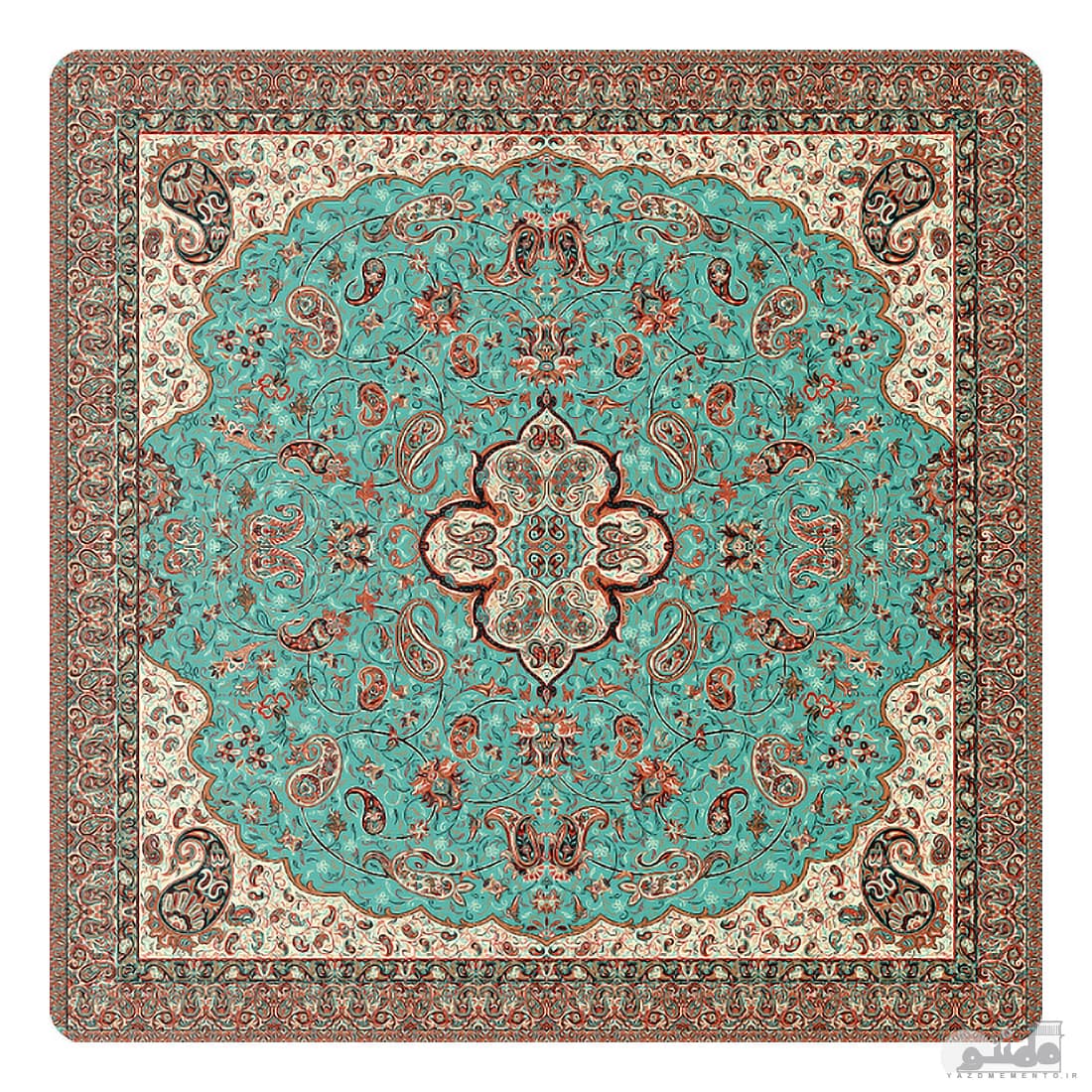 رومیزی مربع ترمه حسینی طرح شاه عباسی کد 617