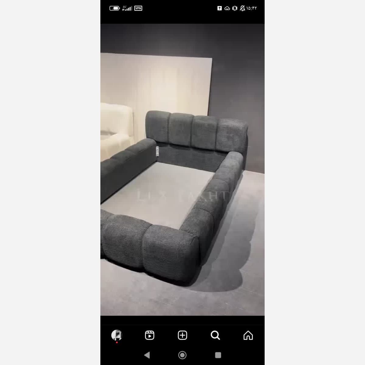 تخت خواب دو نفره مدل تدی پارچه ای مبلمان فرنا مدل 1140912 — تصویر ۳
