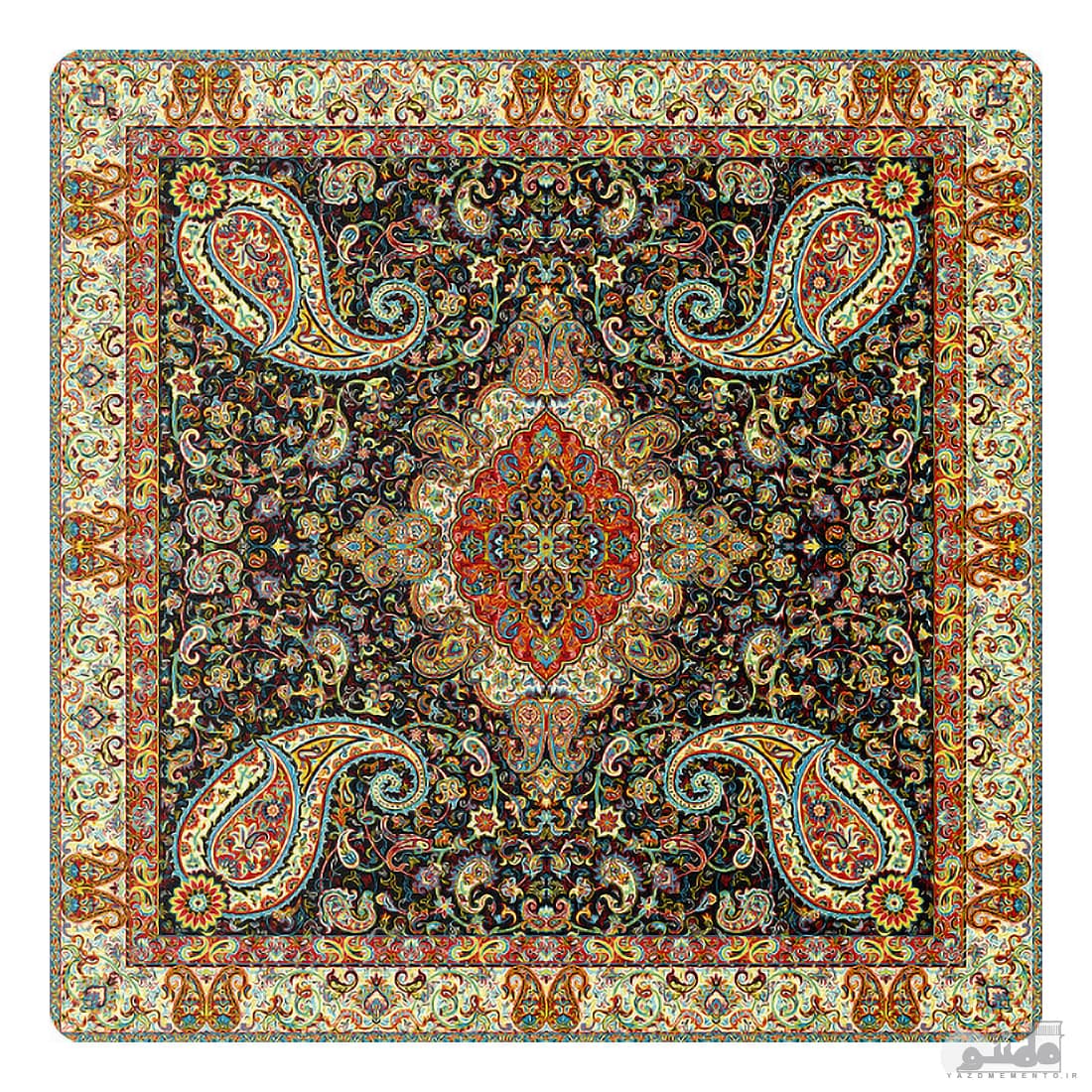 رومیزی مربع ترمه طرح سالار کد 710