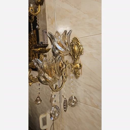 لوستر دیواری دیوار کوب برنجی 2 لامپ مبلمان فرنا مدل 1148785