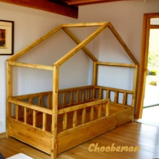 تخت خواب کلبه ای چوبی کودک مناسب تشک 70-130 مبلمان فرنا مدل 1140782