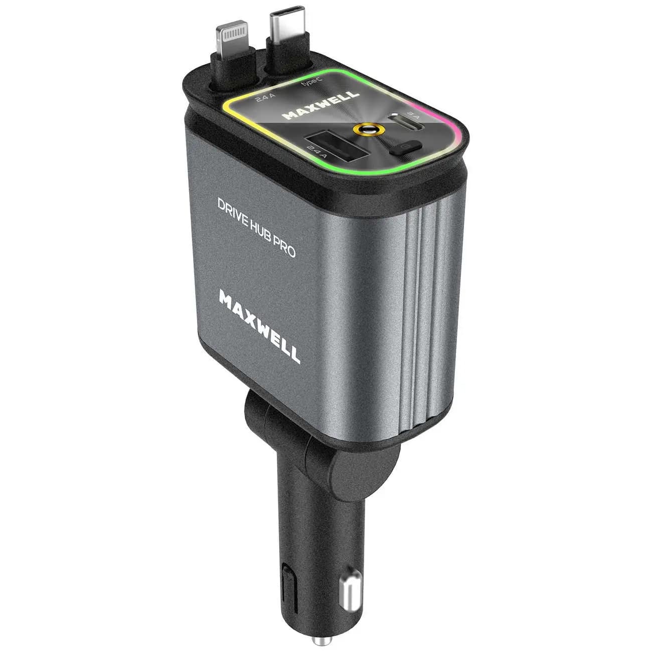 شارژر فندکی مکسول مدل DRIVE HUB PRO توان ۱۲۰ وات با کابل جمع‌شونده