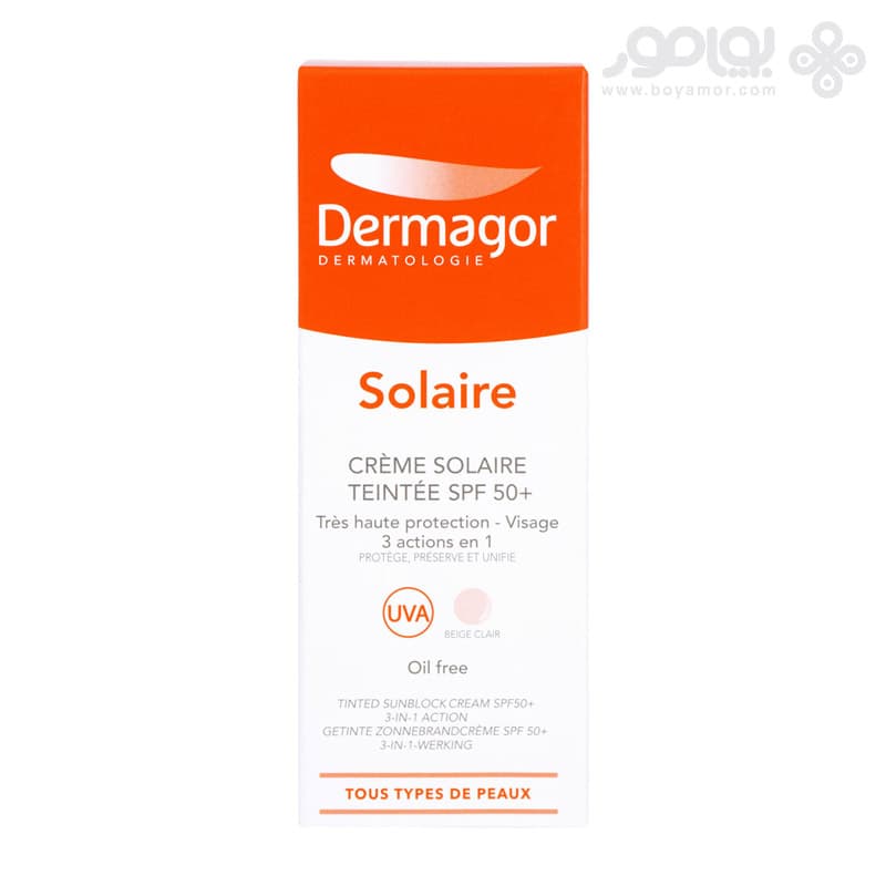 ضد آفتاب رنگی درماگور SPF50 رنگ بژ روشن حجم 40 میل — تصویر ۲