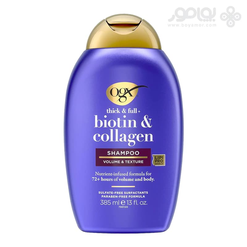 شامپو حجم دهنده و ضد ریزش او جی ایکس BIOTIN COLLAGEN حجم 385 میل