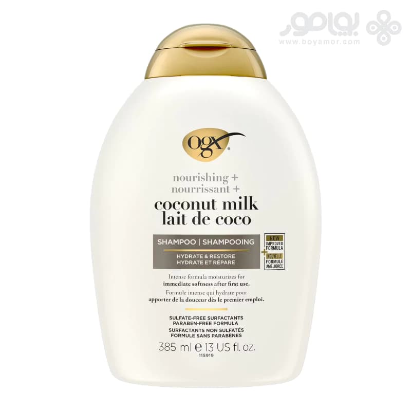 شامپو مغذی و آبرسان او جی ایکس مدل COCONUT MILK حجم 385 میل