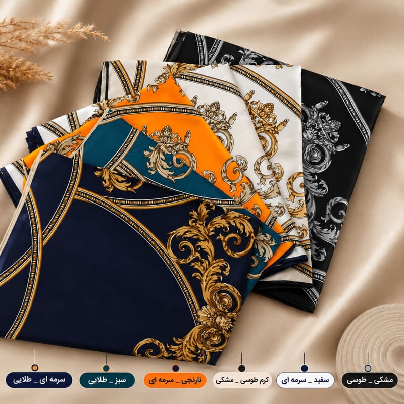 روسری زنانه ابریشم مدل ژاکارد 140×140 سانتیمتری — تصویر ۵