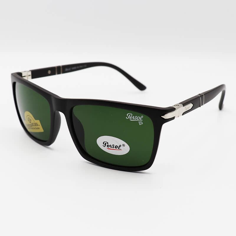 عینک آفتابی Persol با فریم قهوه‌ای تیره، مستطیلی، لنز سنگ، سبز رنگ و آنتی رفلکس مدل 2802G — تصویر ۳