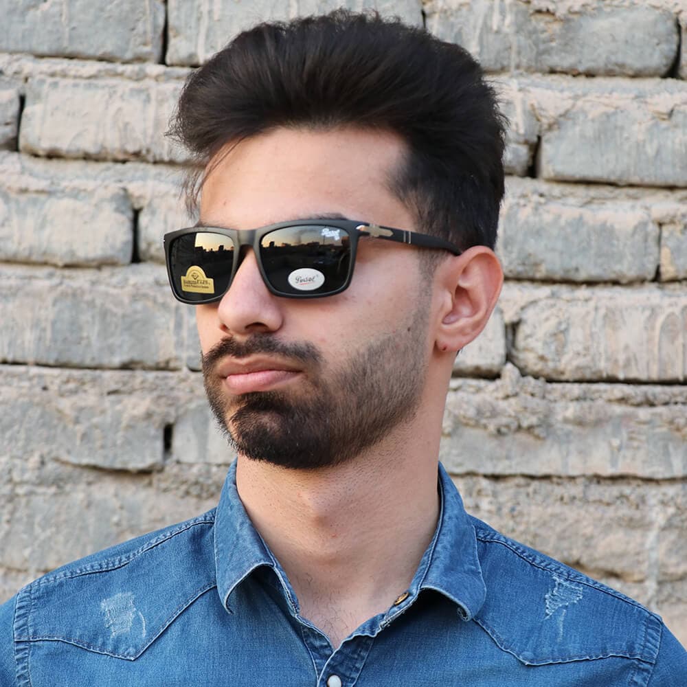 عینک آفتابی Persol با فریم قهوه‌ای تیره، مستطیلی، لنز سنگ، سبز رنگ و آنتی رفلکس مدل 2802G — تصویر ۲