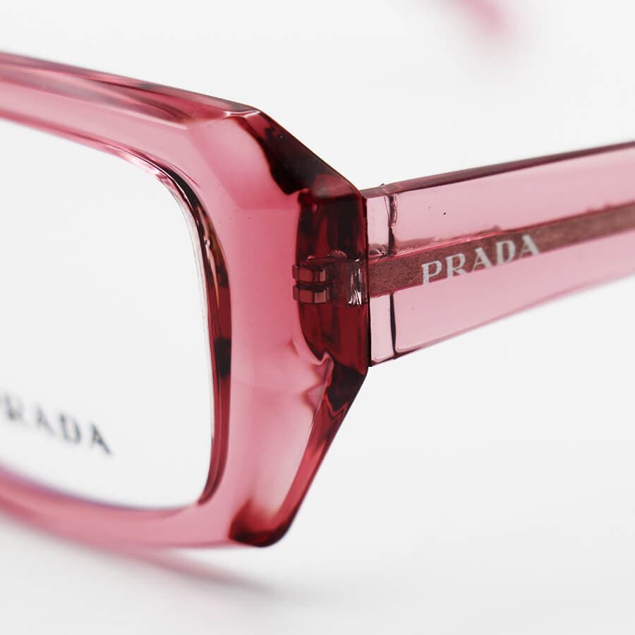 عینک طبی با فریم مستطیلی شکل، بنفش رنگ، از جنس کائوچو و دسته فنری PRADA مدل 2154 — تصویر ۵