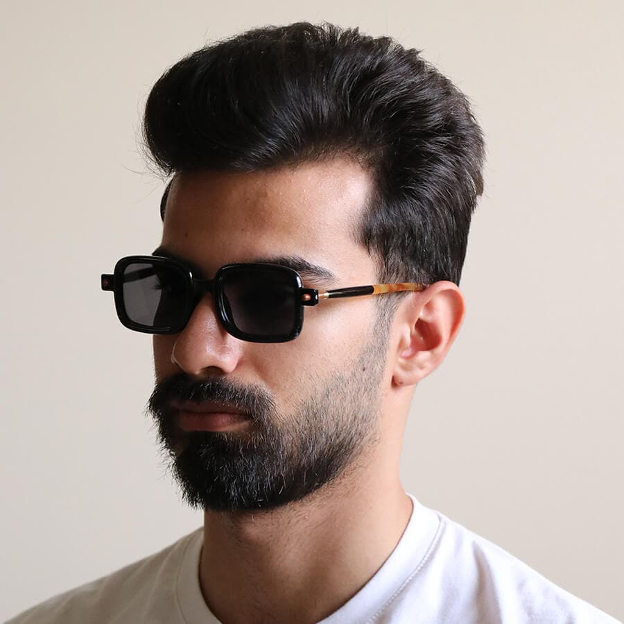 عینک آفتابی مربعی شکل با فریم رنگ کرمی و مشکی برند دیور مدل FG888 — تصویر ۲