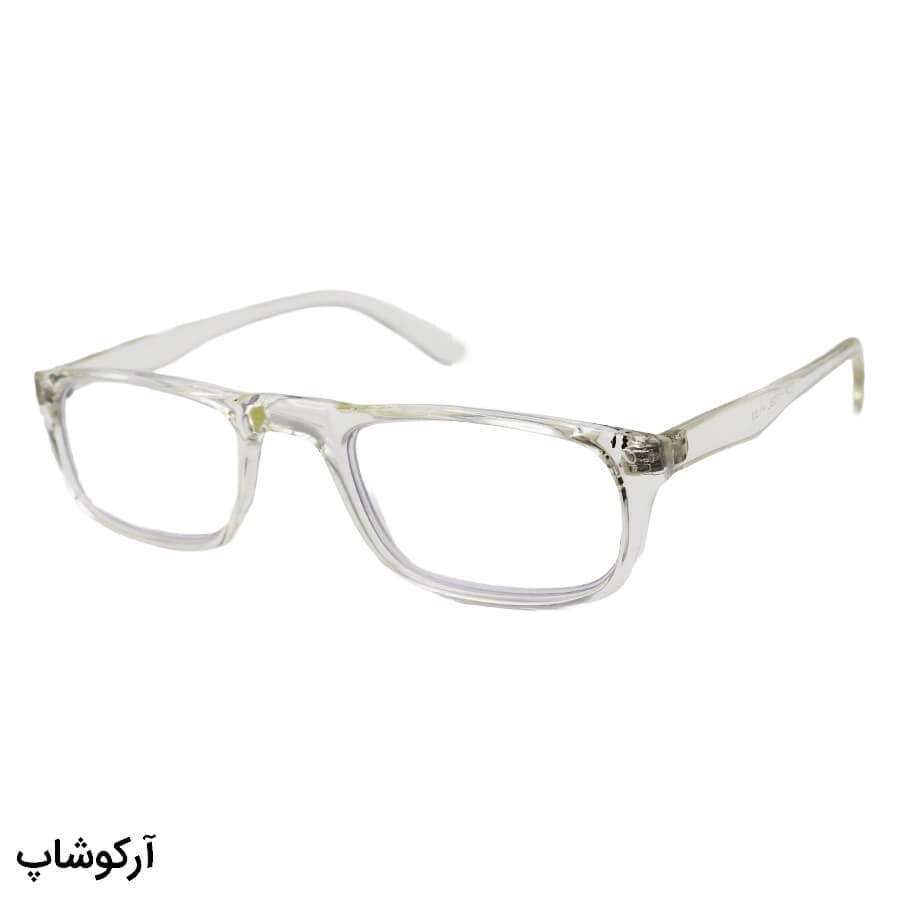 عینک مطالعه نزدیک بین نمره +1.50 با لنز بلوکات، فریم بی رنگ، شفاف و مستطیلی شکل مدل 110BL