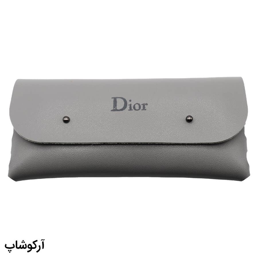 کیف عینک برند دیور (DIOR) مستطیلی شکل، از جنس چرم و طوسی رنگ مدل 992592