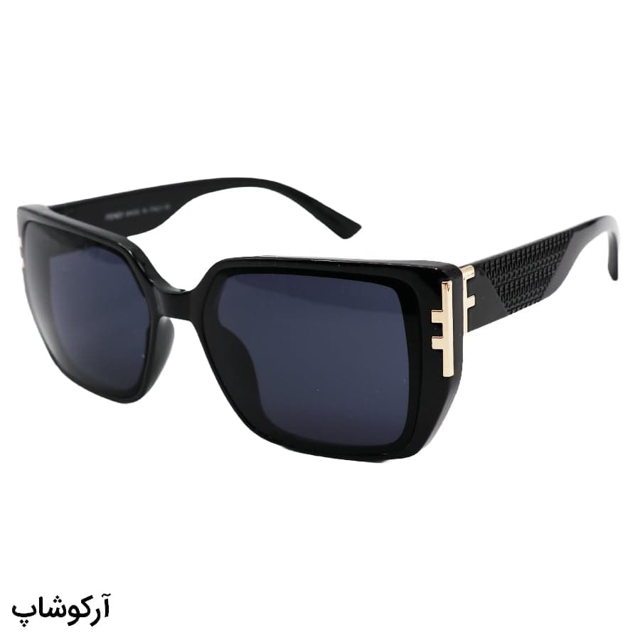 عینک آفتابی مربعی FENDI با فریم مشکی رنگ، از جنس کائوچو و لنز دودی تیره مدل 3376