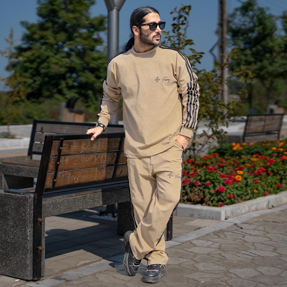 ست تیشرت و شلوار نوار دار مردانه بی استرانگ کد 23321 — تصویر ۴