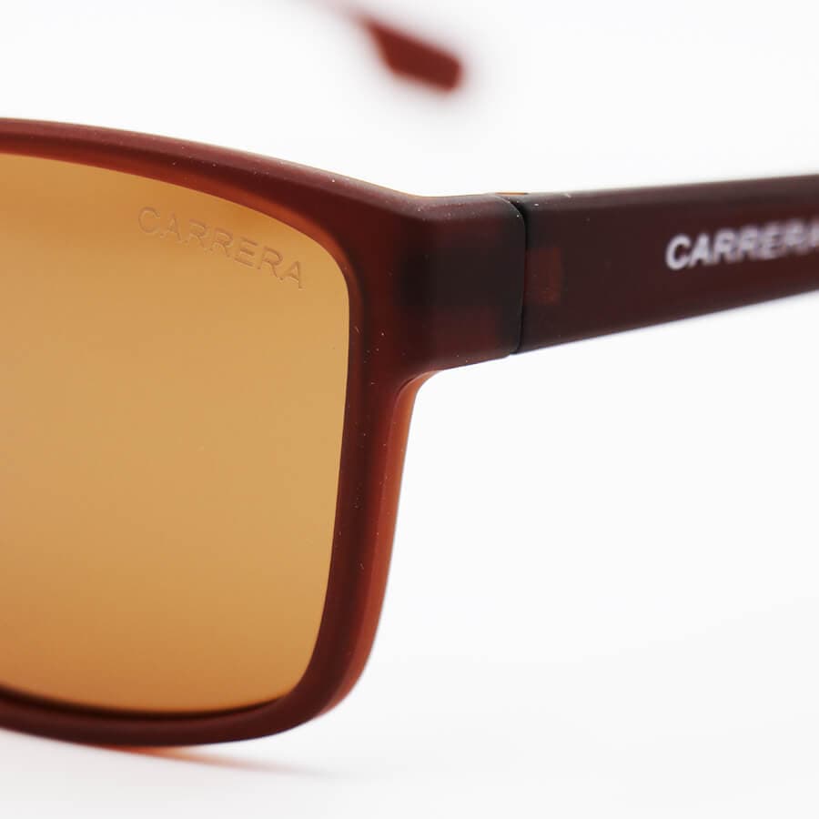 عینک آفتابی پلاریزه CARRERA با فریم مربعی شکل، قهوه ای مات و عدسی قهوه ای تیره مدل 21103 — تصویر ۵