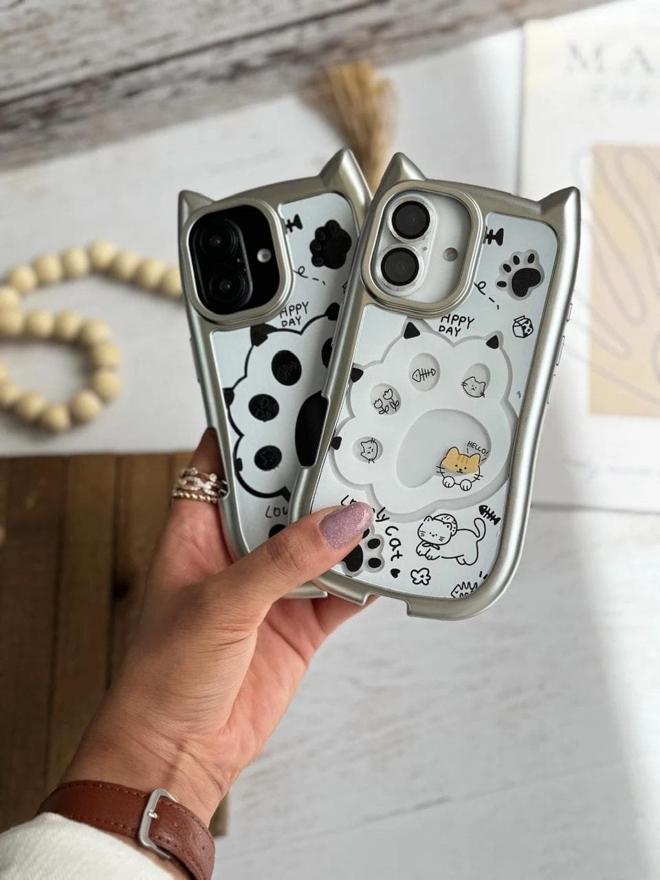 قاب پنجه گربه گوش دار (کدC1988) مناسب برای iPhone 15 — تصویر ۴