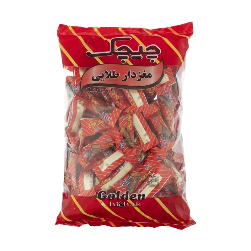 شکلات مغز دار طلایی با روکش کاکائو چیچک – 1 کیلوگرم