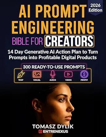 و دانلود نسخه کامل کتاب زبان اصلی AI Prompt Engineering Bible for Creators: 14 Day Generative AI Action Plan to Turn Prompts into Profitable Digital Products (The Generative AI Creator Series Boo