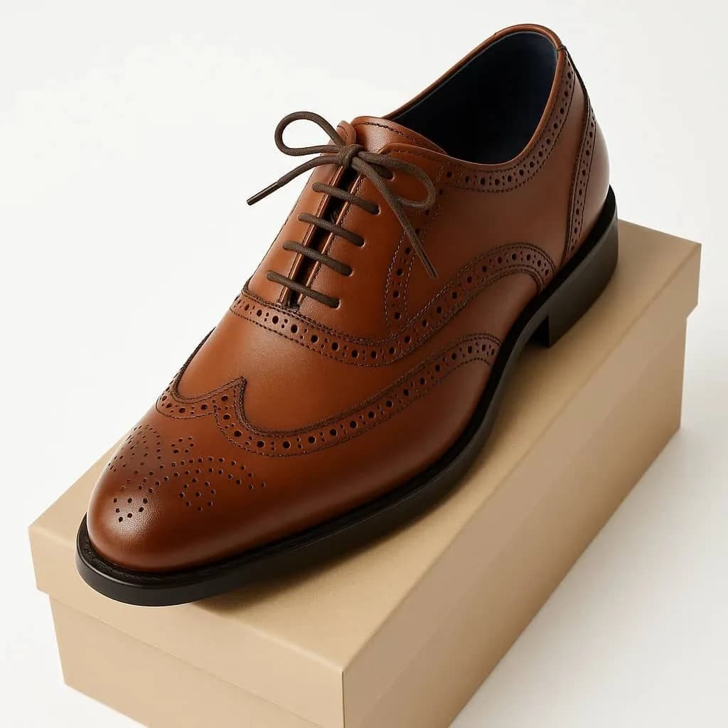 کفش مردانه چرم مصنوعی مدل آریا رنگ قهوه ای کاراملی — تصویر ۵