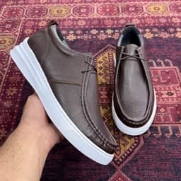 کفش مردانه چرم طبیعی مدل کادیلاک قهوه ای — تصویر ۲