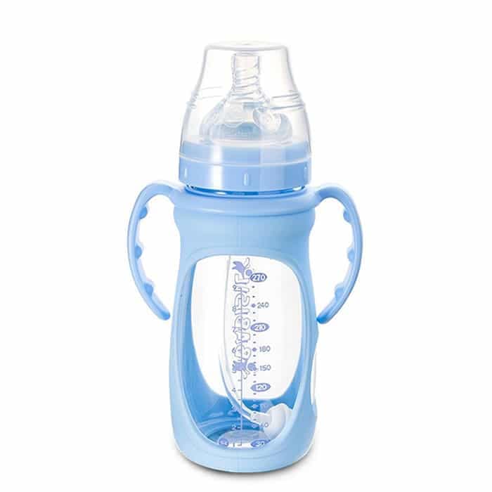 شیشه شیر پیرکس روکش دار آبی 270 میل بی بی سیل