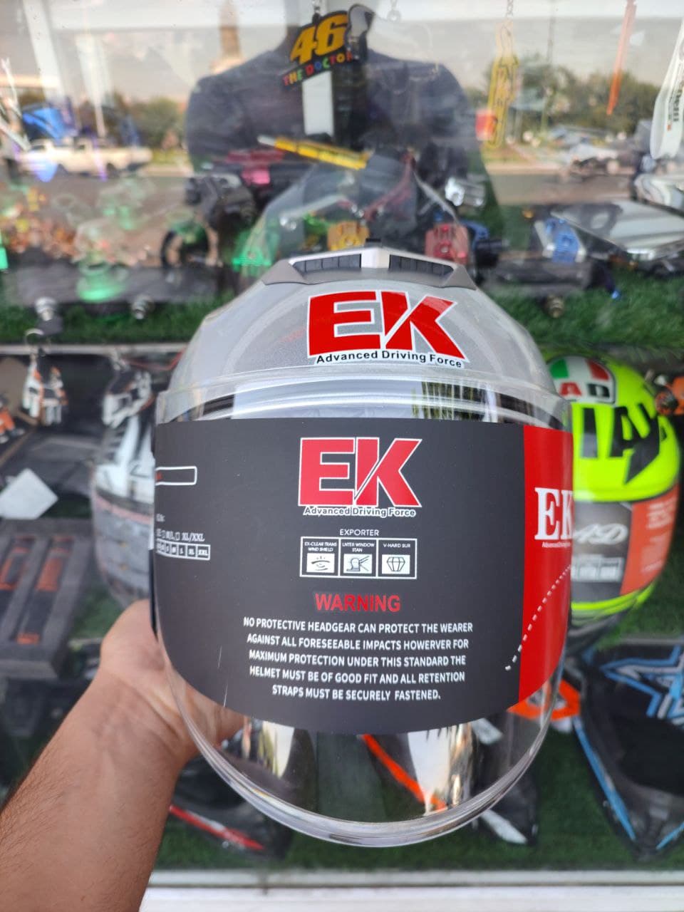 کلاه کاسکت بدون فک ای کی EK کد 32 – نقرهای — تصویر ۳