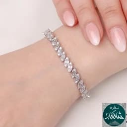 دستبند نقره شاهکار امرالد عیار 925 و آبکاری طلاسفید بسیار زیبا و ظریف با ارسال رایگان — تصویر ۲