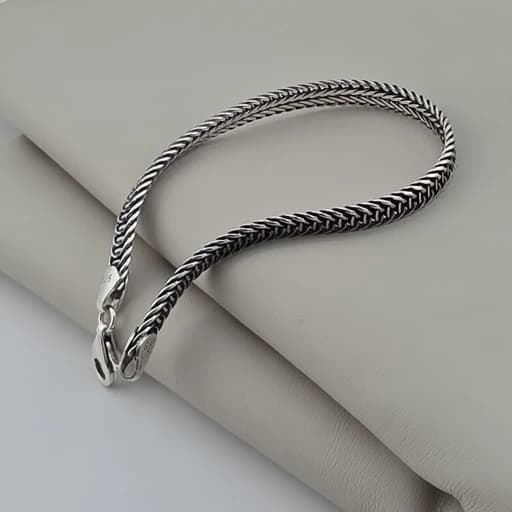 دستبند مردانه نقره عیار 925 مدل ماری تخت
