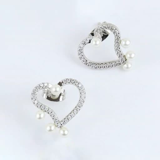 گوشواره طرح قلب فول نگین سیلور408002246